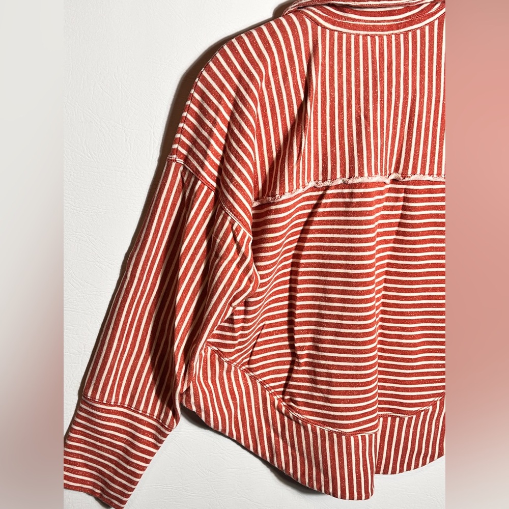 Pilcro by Anthropologie Red Cream Striped Sweatshirt Large - Picture 7 of 12